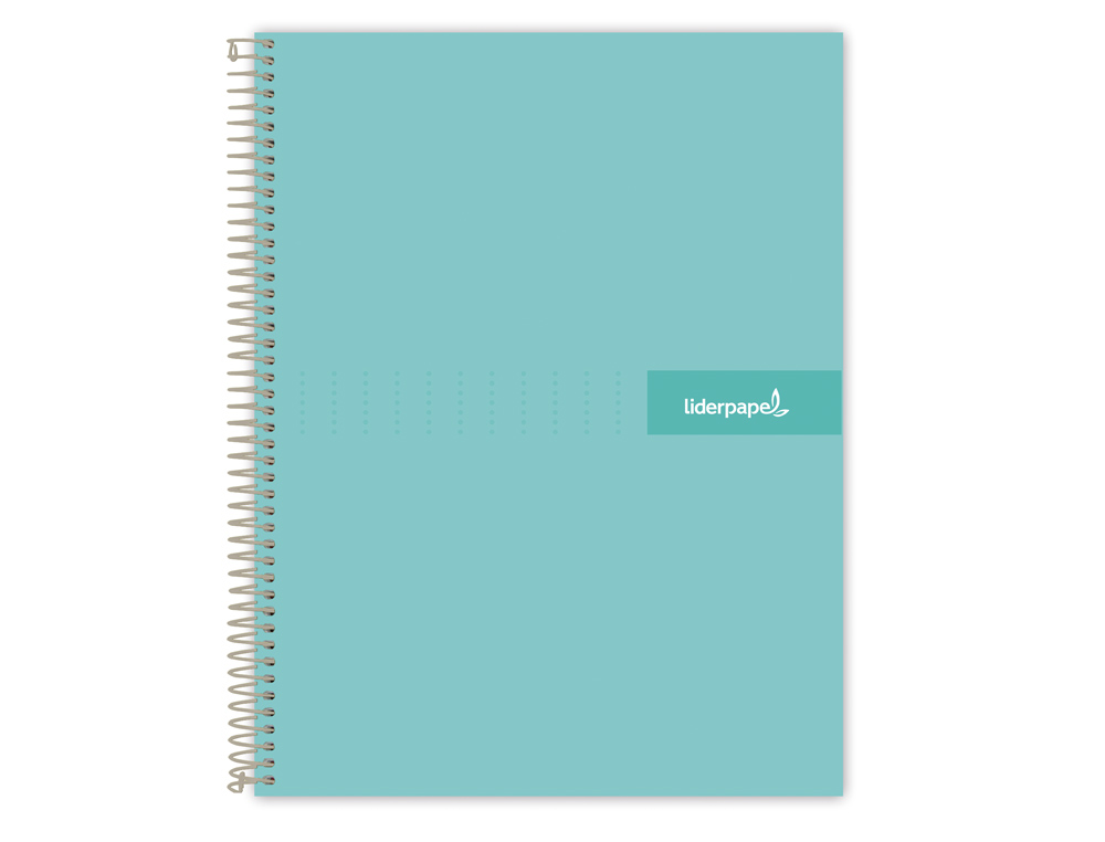 Cuaderno espiral liderpapel a4 micro crafty tapa forrada 120h 90gr cuadro 5mm 5 bandas 4 taladros color turquesa