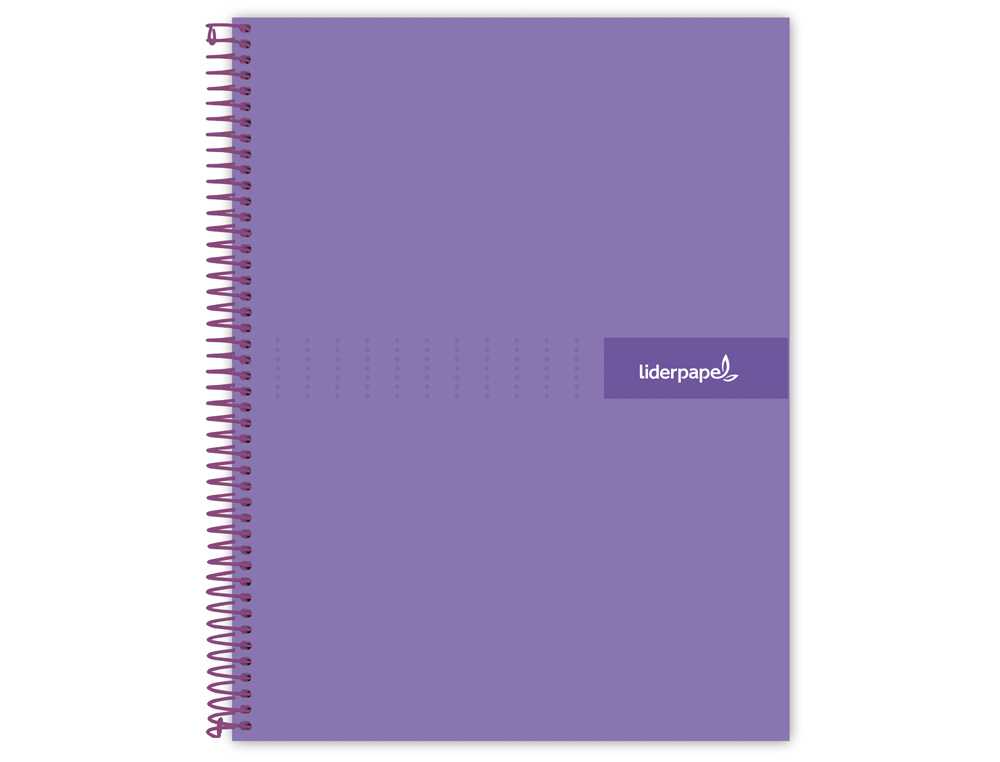 Cuaderno espiral liderpapel a4 micro crafty tapa forrada 120h 90gr cuadro 5mm 5 bandas 4 taladros color violeta