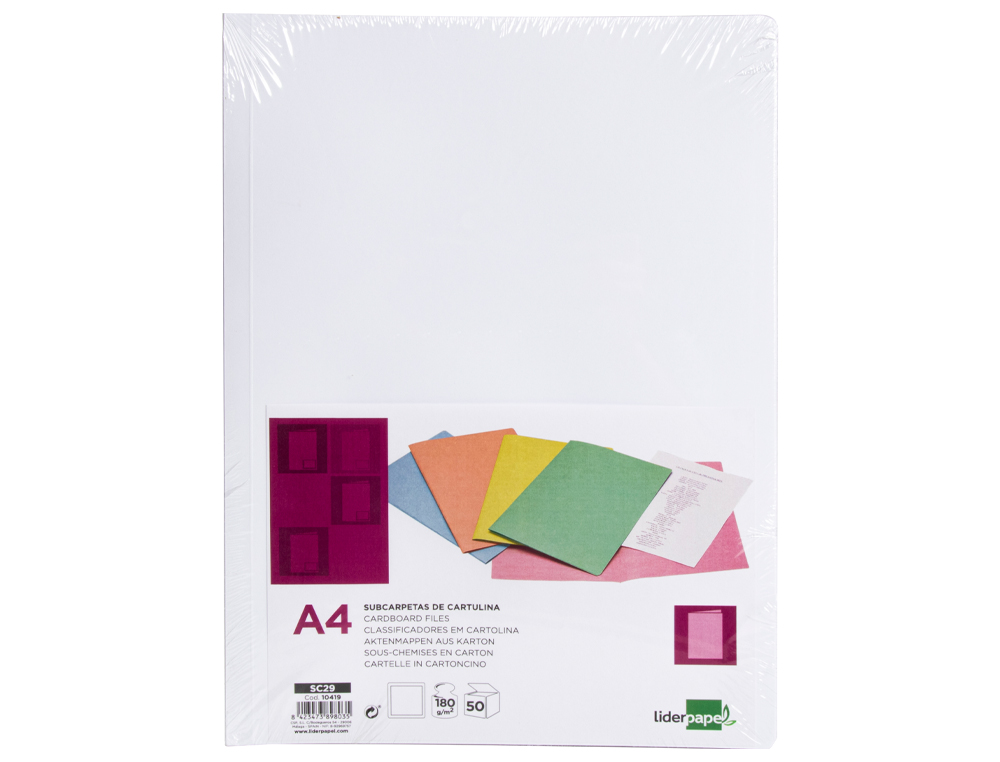 SUBCARPETA LIDERPAPEL A4 BLANCO 180G/M2