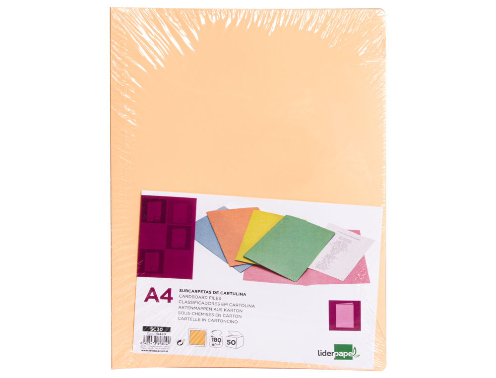 SUBCARPETA LIDERPAPEL A4 NARANJA PASTEL 180G/M2