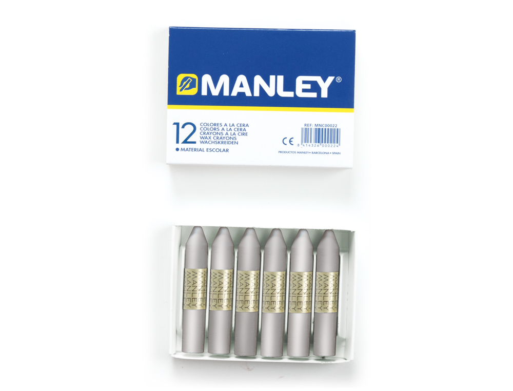 Lapices cera manley unicolor plata n.75 caja de 12 unidades