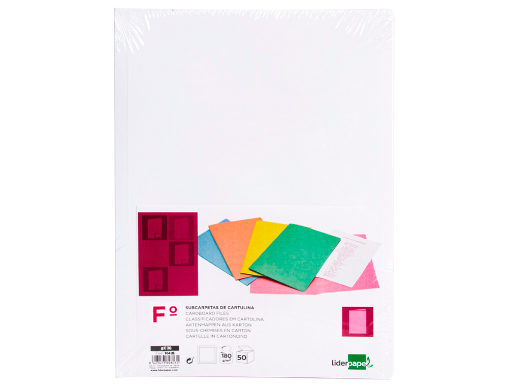 Subcarpeta liderpapel folio blanco 180g/m2