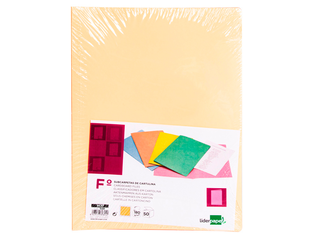 SUBCARPETA LIDERPAPEL FOLIO NARANJA PASTEL 180G/M2