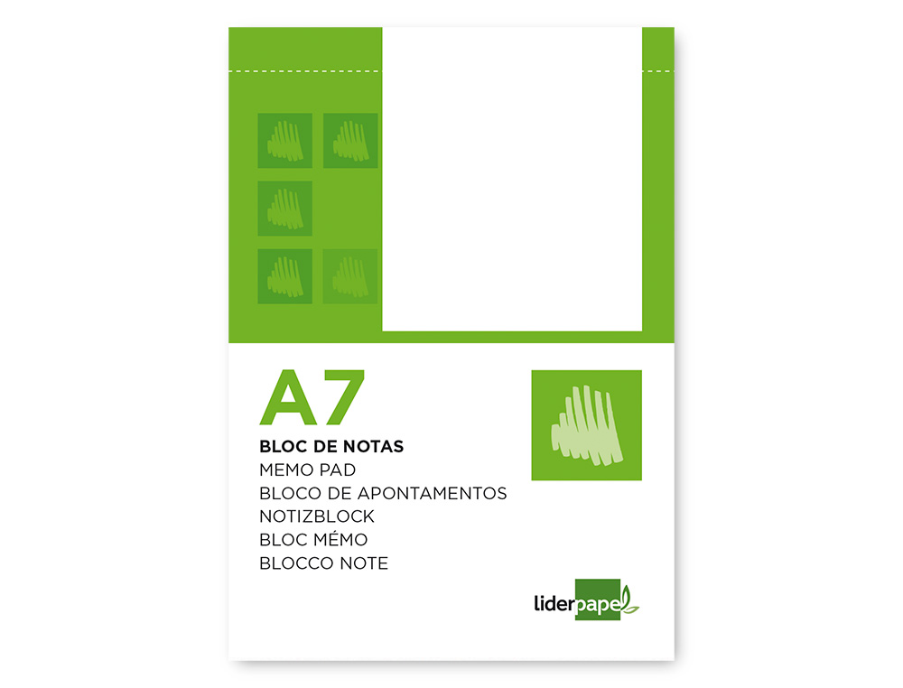 Bloc notas liderpapel liso a7 80 hojas 60g/m2 perforado