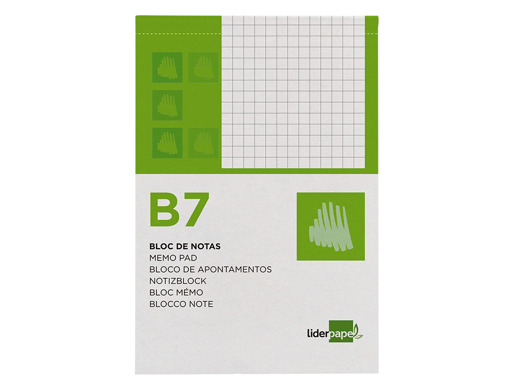 Bloc notas liderpapel cuadro 4mm b7 80 hojas 60g/m2 perforado