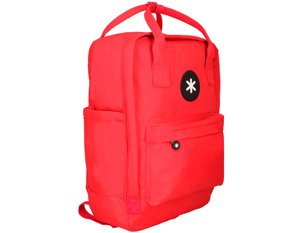 Cartera antartik mochila 2 asas y bolsillos exteriores rojo 300x115x390 mm