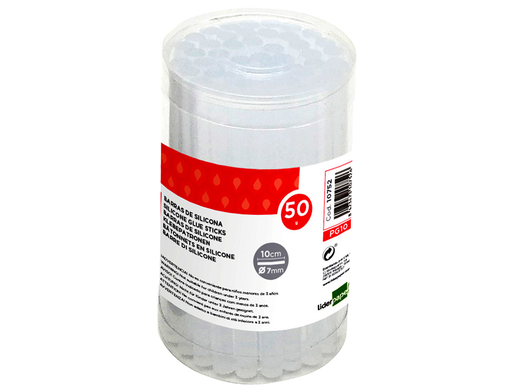 BARRA TERMOFUSIBLE LIDERPAPEL DE 7 MM DE DIAMETRO X 100 MM DE ALTO CAJA DE 50 UNIDADES