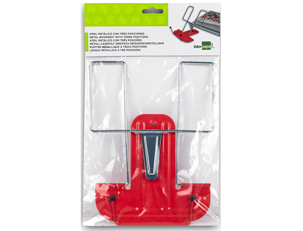 ATRIL LIDERPAPEL BASE METALICA ANGULO AJUSTABLE SOPORTE PARTEPOSTERIOR 195X235 MM COLOR ROJO