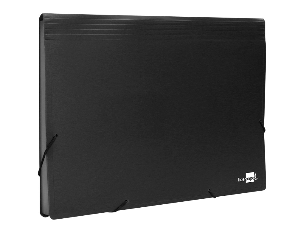 CARPETA LIDERPAPEL CLASIFICADOR FUELLE POLIPROPILENO DIN A4 NEGRO OPACO 13 DEPARTAMENTOS