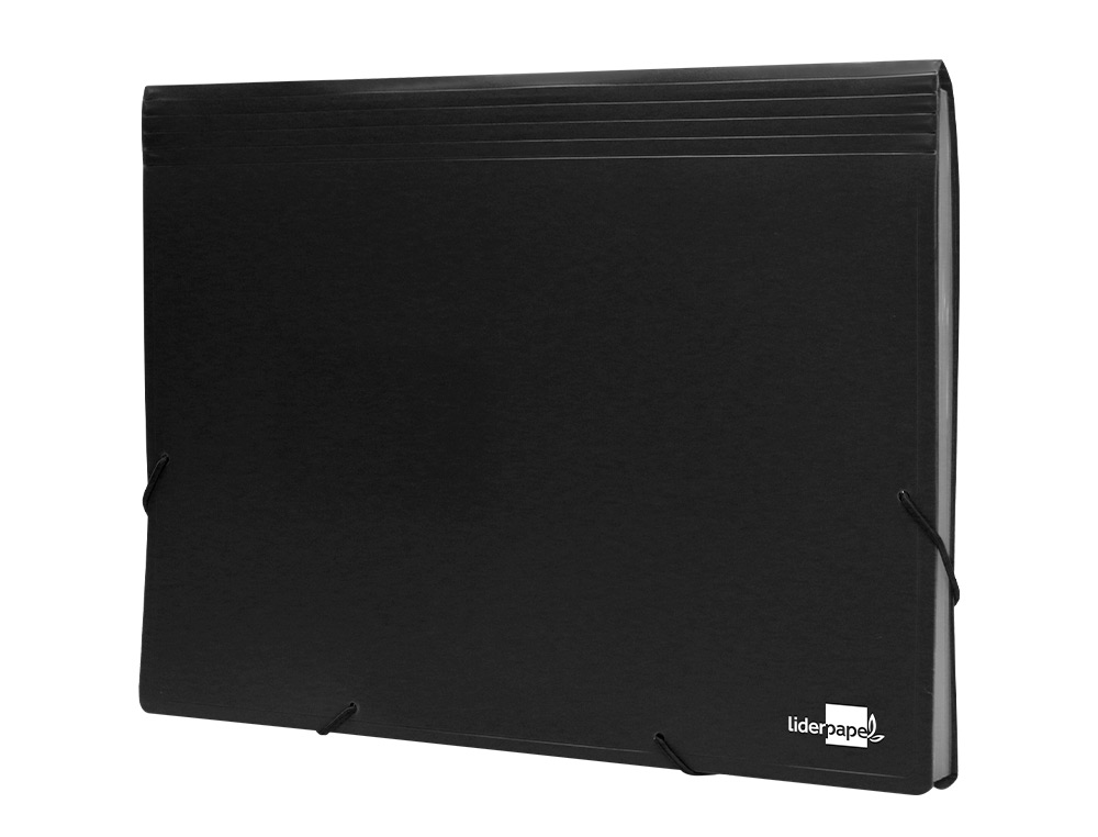 CARPETA LIDERPAPEL CLASIFICADOR FUELLE POLIPROPILENO DIN A4 NEGRO OPACO 13 DEPARTAMENTOS