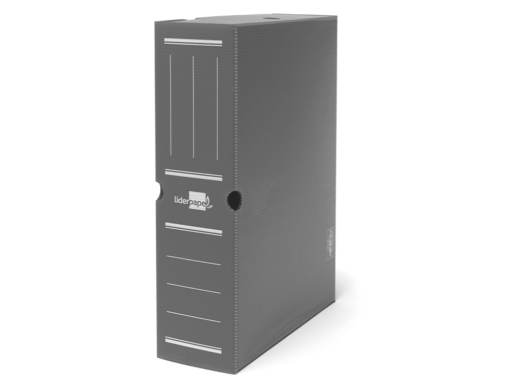 Caja archivo definitivo plastico liderpapel gris 387x275x105 mm