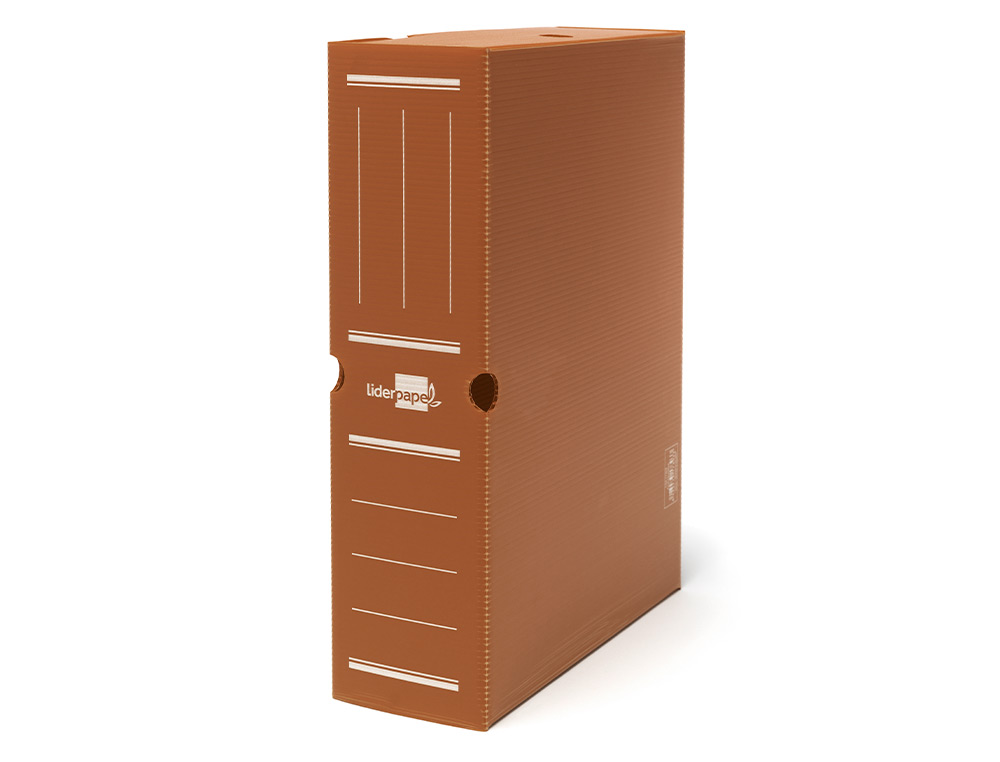 Caja archivo definitivo plastico liderpapel marron 387x275x105 mm