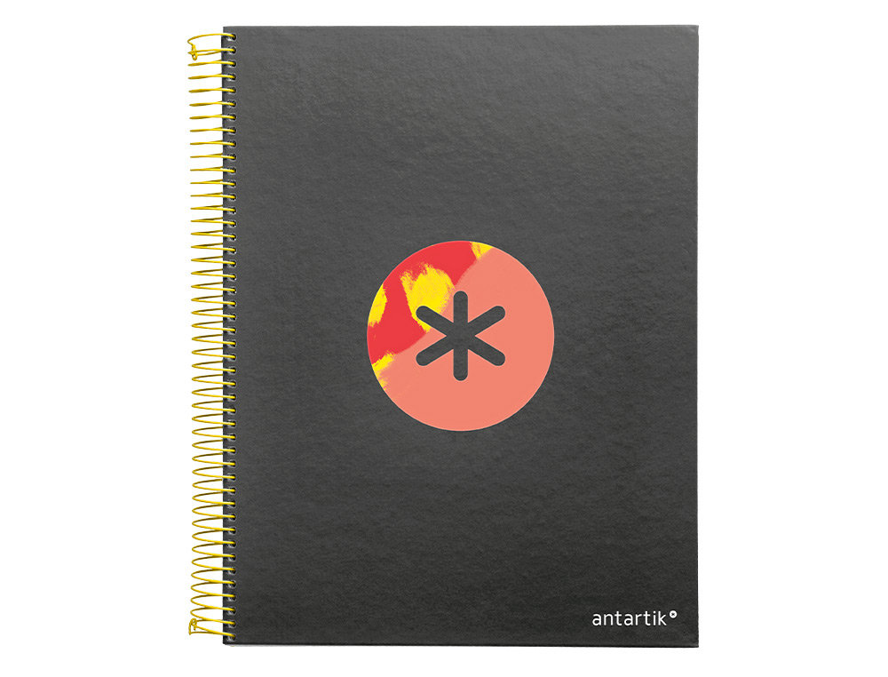 CUADERNO ESPIRAL LIDERPAPEL A4 MICRO ANTARTIK TAPA FORRADA120H 100 GR CUADRO 5 BANDA 4 TALADROS TRENDING NEGRO