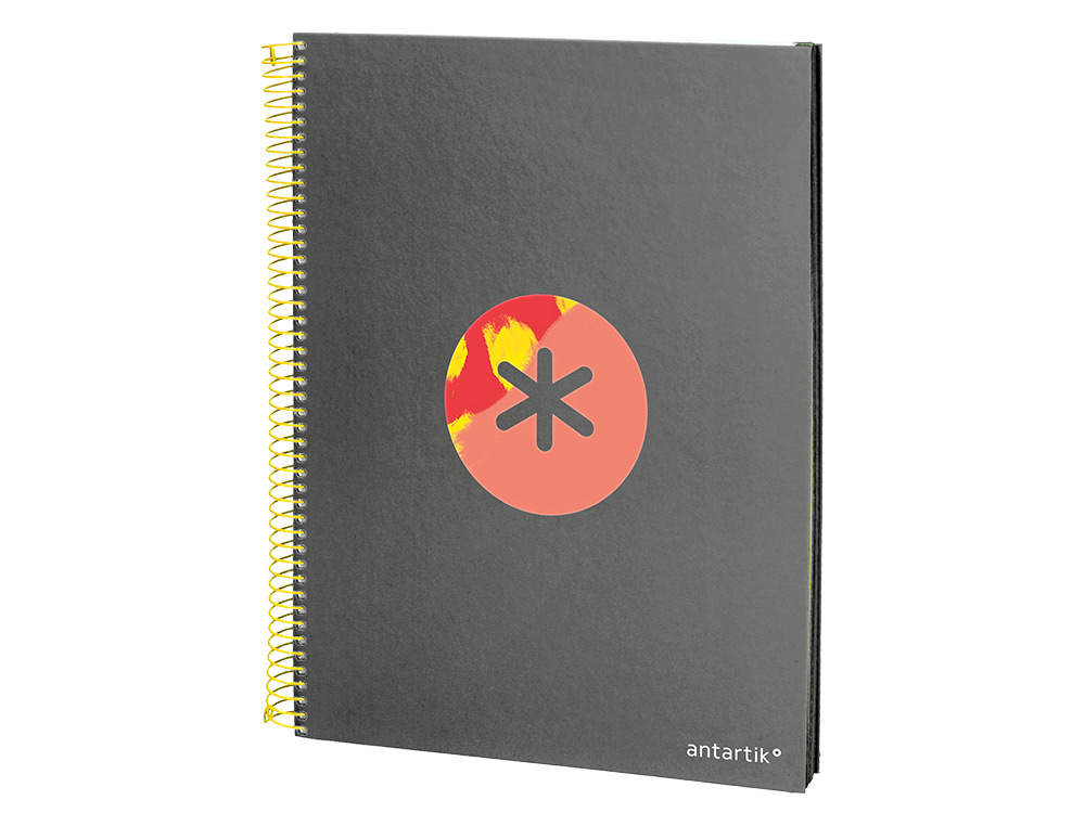 CUADERNO ESPIRAL LIDERPAPEL A4 MICRO ANTARTIK TAPA FORRADA120H 100 GR CUADRO 5 BANDA 4 TALADROS TRENDING NEGRO
