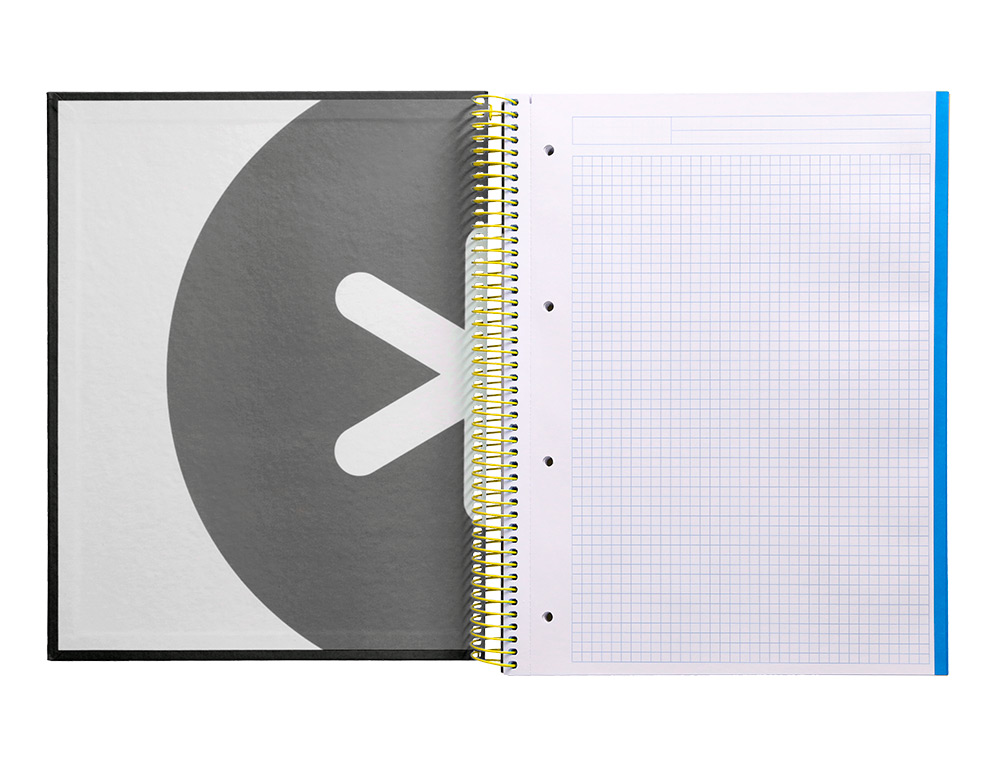 CUADERNO ESPIRAL LIDERPAPEL A4 MICRO ANTARTIK TAPA FORRADA120H 100 GR CUADRO 5 BANDA 4 TALADROS TRENDING NEGRO