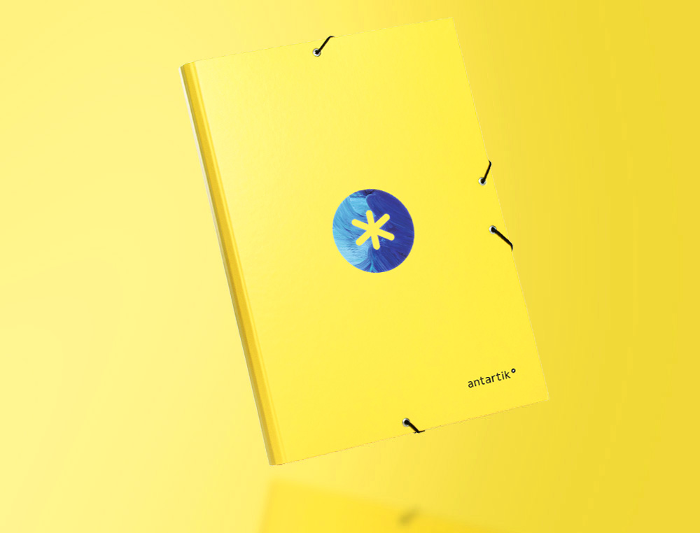 CARPETA LIDERPAPEL ANTARTIK GOMAS A4 3 SOLAPAS CARTON FORRADO TRENDING COLOR AMARILLO