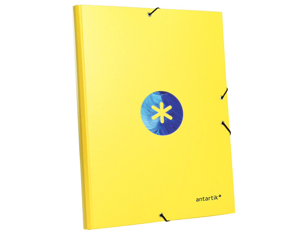 CARPETA LIDERPAPEL ANTARTIK GOMAS A4 3 SOLAPAS CARTON FORRADO TRENDING COLOR AMARILLO