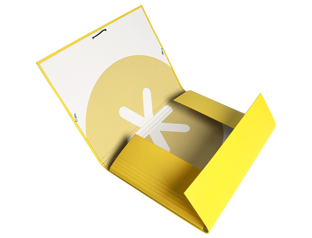 CARPETA LIDERPAPEL ANTARTIK GOMAS A4 3 SOLAPAS CARTON FORRADO TRENDING COLOR AMARILLO