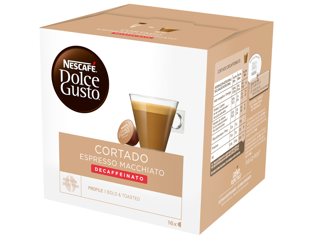 Cafe Dolce Gusto Cafe con Leche Descafeinado Monodosis Caja de 16 Unidades.  Cafés e infusiones . La Superpapelería