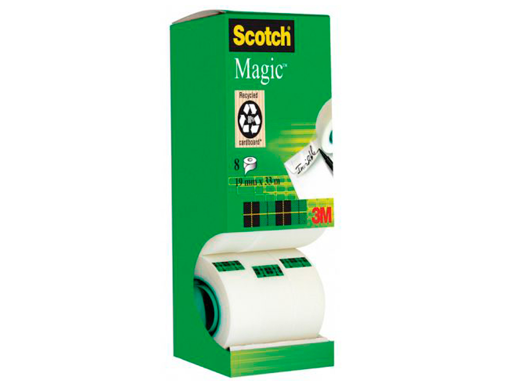 Cinta adhesiva scotch magic invisible 33 mt x 19 mm pack de 8 unidades