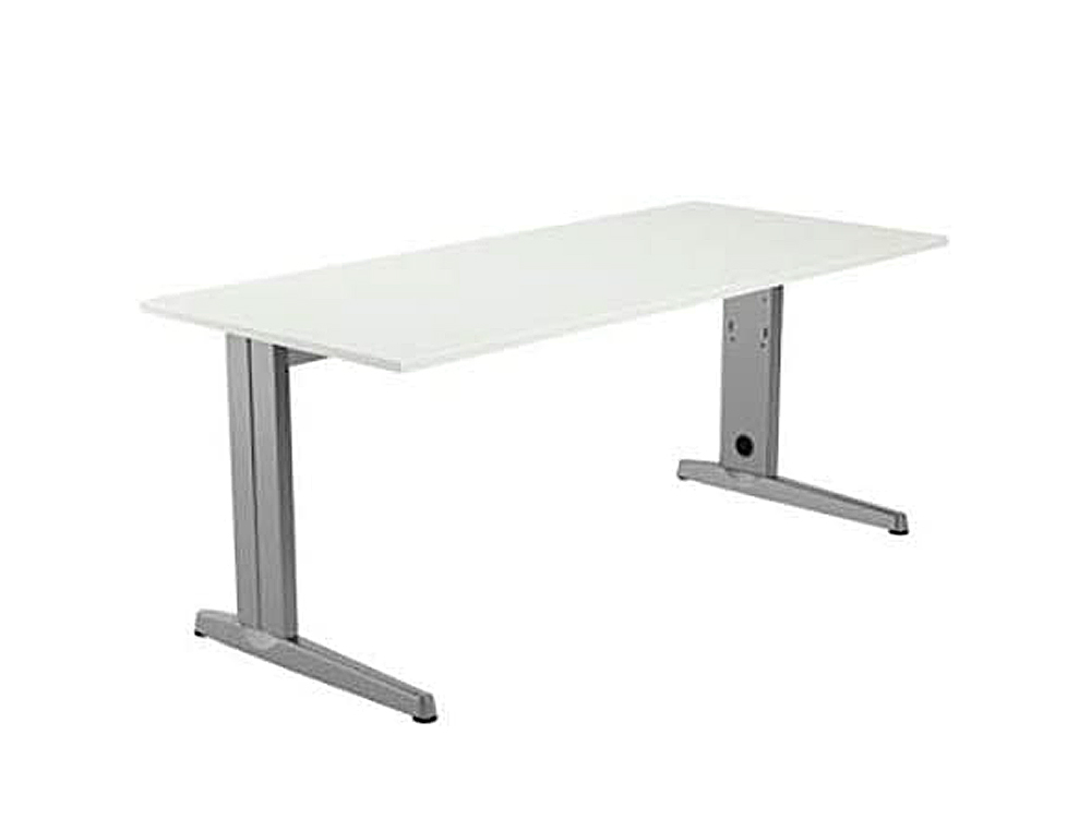 Mesa de reunion rocada meeting 3005ab04 estructura madera gris aluminio en aspas tablero blanco 100 cm