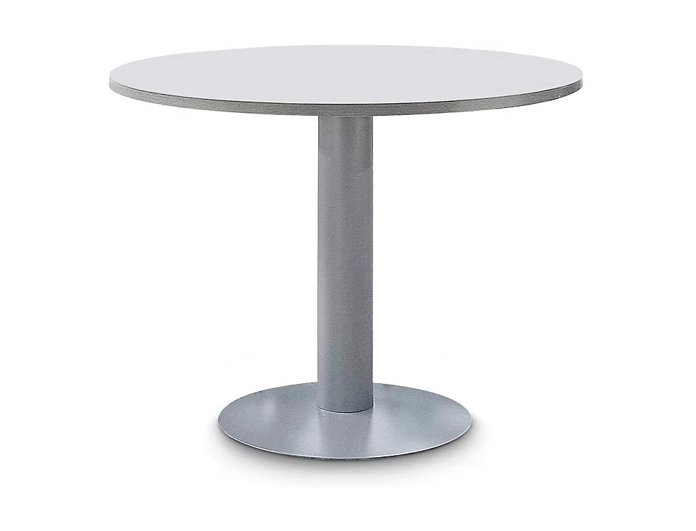 Mesa de reunion rocada meeting 3005at02 estructura columna acero gris tablero madera gris 100 cm diametro