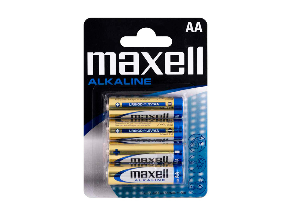 Pila maxell alcalina 1.5 v tipo aa lr06 blister de 4 unidades