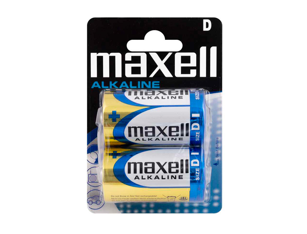 Pila maxell alcalina 1.5v tipo d lr20 blister de 2 unidades