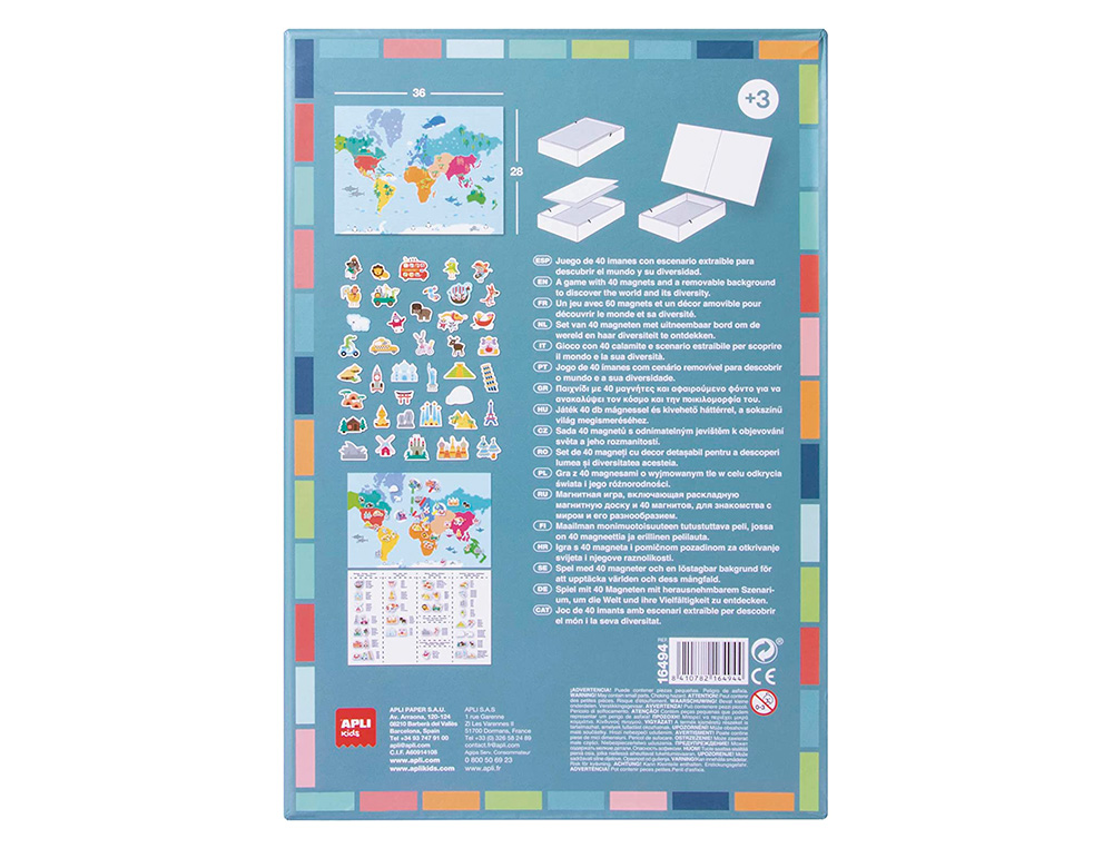 Juego apli didactico magnetico mapa mundi 40 piezas