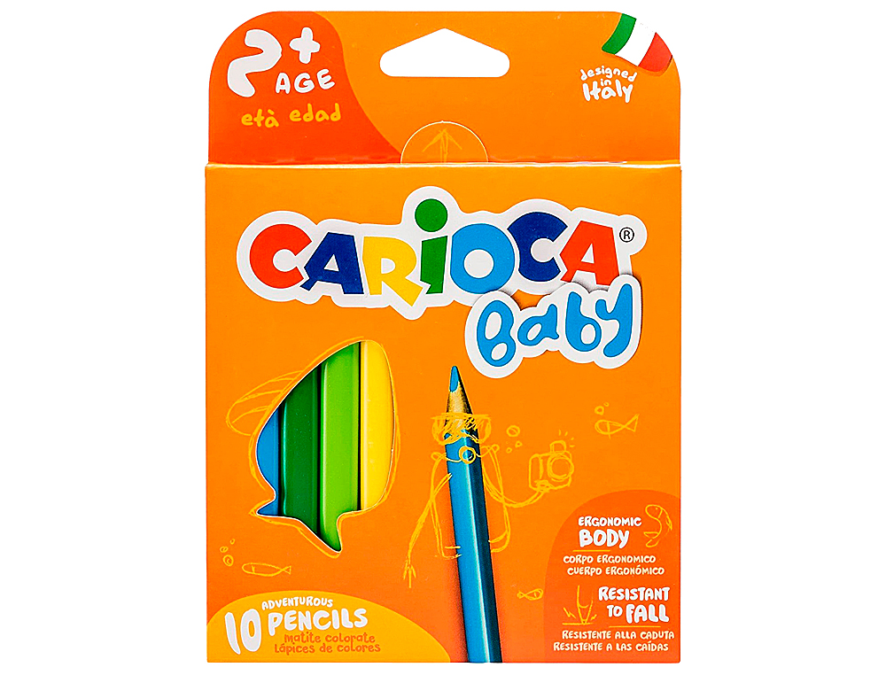 Lapices de colores carioca baby 2 años caja de 10 colores surtidos