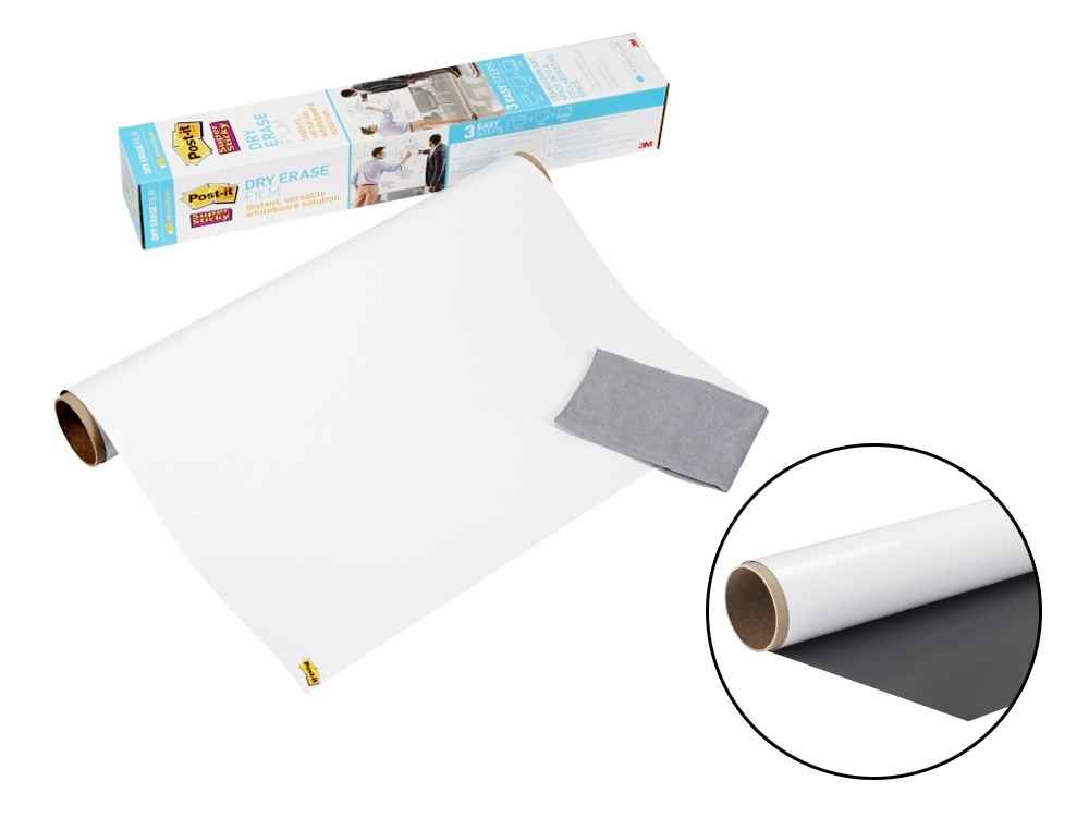 Pizarra blanca post it super sticky adhesiva removible rollo 121,9x182,9 cm