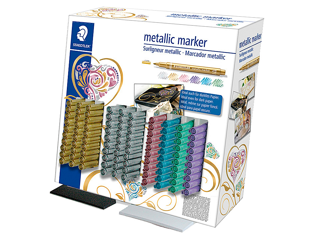 Rotulador staedtler metalico 8323 expositor sobremesa de 100 unidades colores surtidos