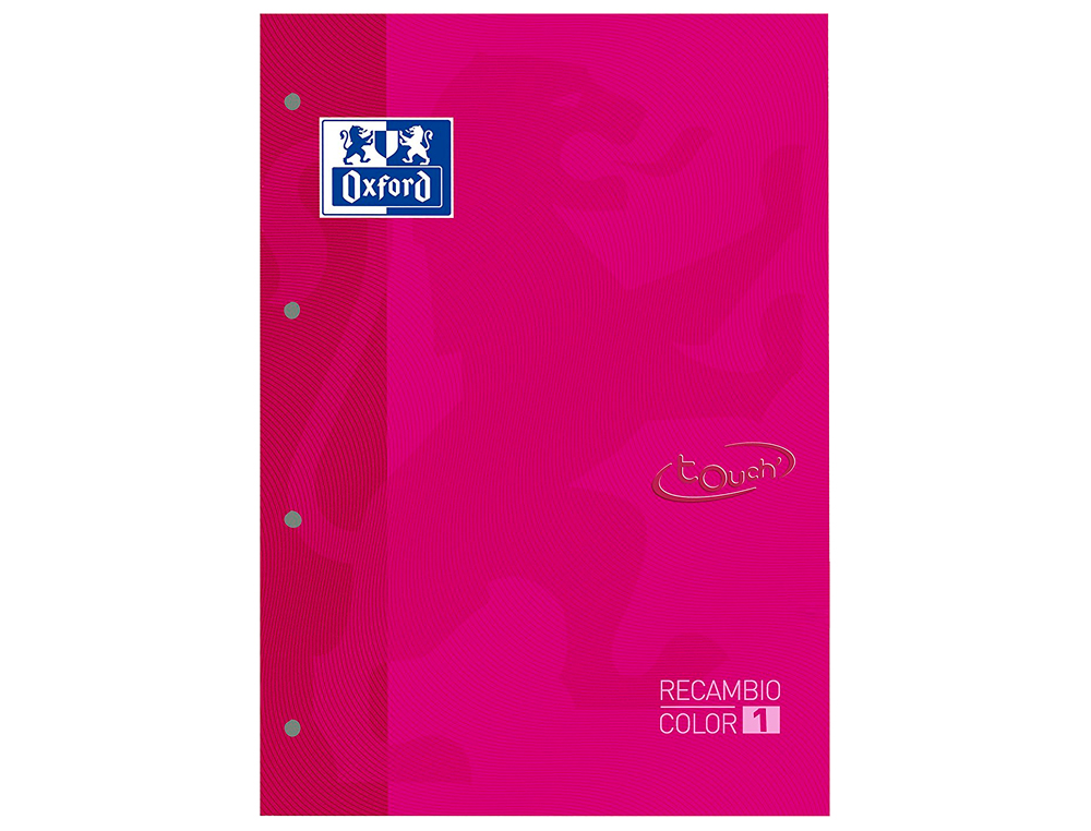 Recambio color 1 oxford din a4+ 80 hojas 90 gr cuadricula 5 mm tapa blanda 4 taladros fucsia touch