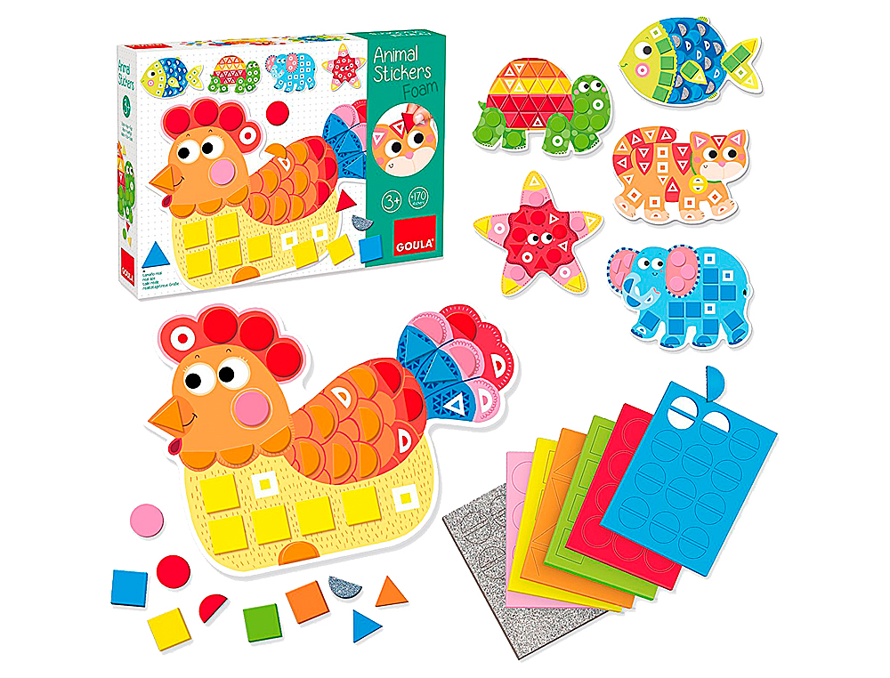 Juego goula didactico animal stickers foam