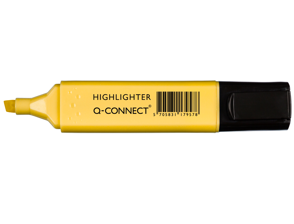 Rotulador q-connect fluorescente pastel amarillo punta biselada