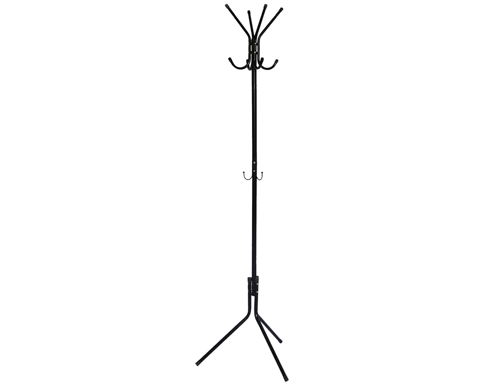 Perchero metalico q-connect negro 8 colgadores 173x51 cm