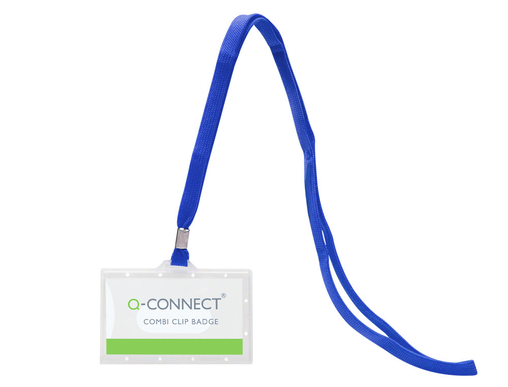IDENTIFICADOR Q-CONNECT KF17112 CON CORDON PLANO AZUL Y APERTURA LATERAL 94X60 MM