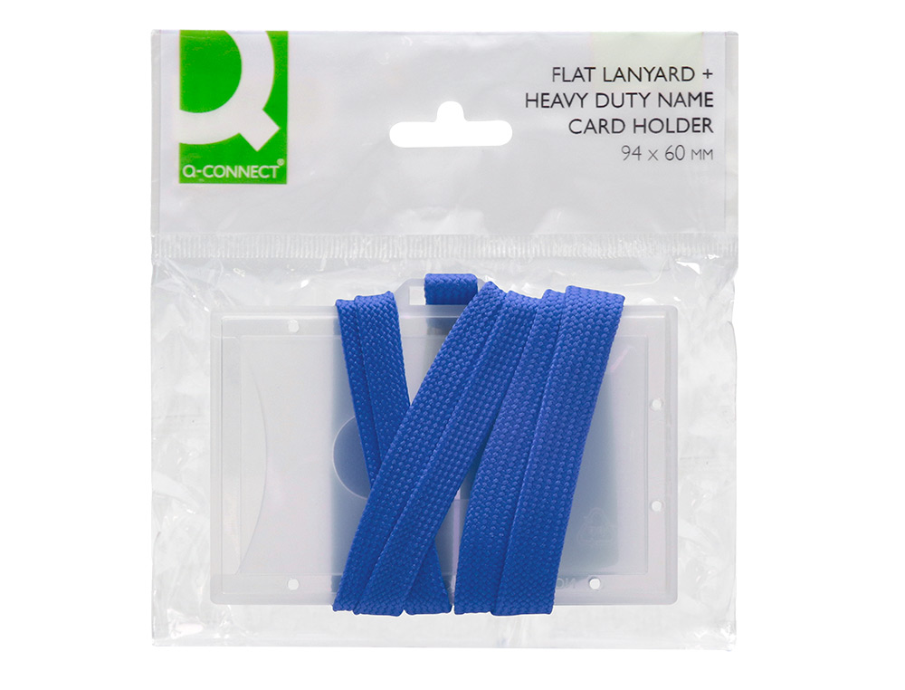 IDENTIFICADOR Q-CONNECT KF17112 CON CORDON PLANO AZUL Y APERTURA LATERAL 94X60 MM