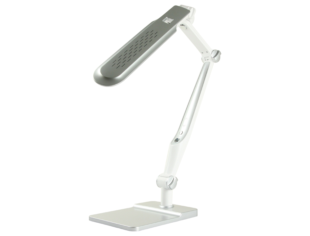 LAMPARA DE OFICINA Q-CONNECT SOBREMESA PROFESIONAL ABS 32 LEDS 9 W INTERRUPTOR SENSOR 3 NIVELES COLOR CROMADO