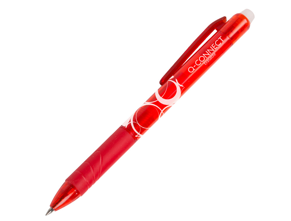 Boligrafo q-connect retractil borrable 0,7 mm color rojo