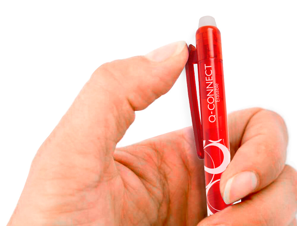 BOLIGRAFO Q-CONNECT RETRACTIL BORRABLE 0,7 MM COLOR ROJO
