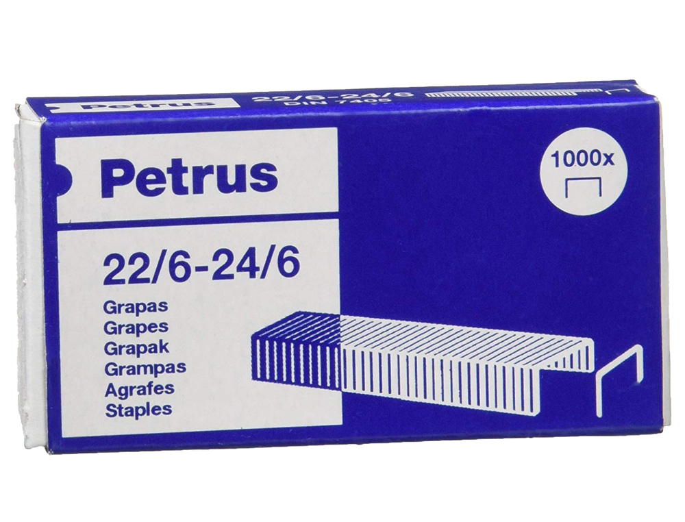 Grapas petrus nº 22/6 galvanizada caja de 1000 unidades