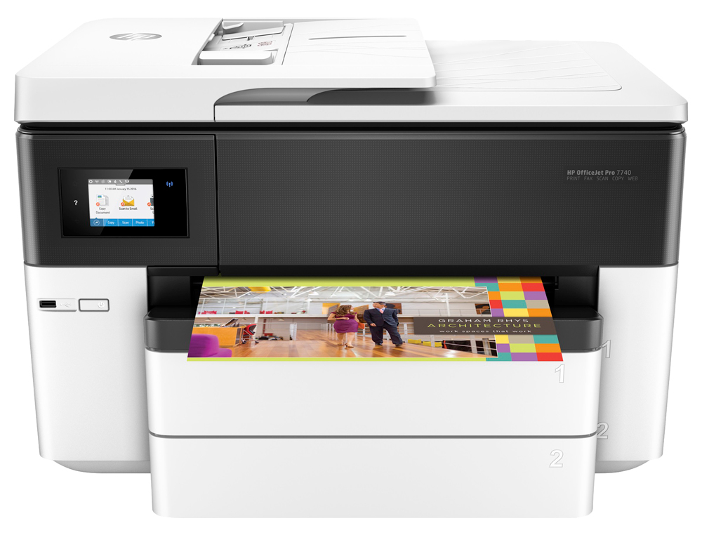 Equipo multifuncion hp officejet pro 7740 inyeccion de tinta color 512 mb 33 ppm a3 bandeja de entrada 500