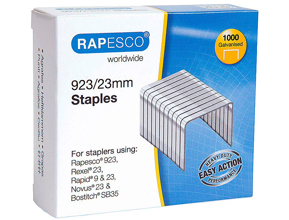 Grapas rapesco galvanizada 923/23 caja de 1000 unidades