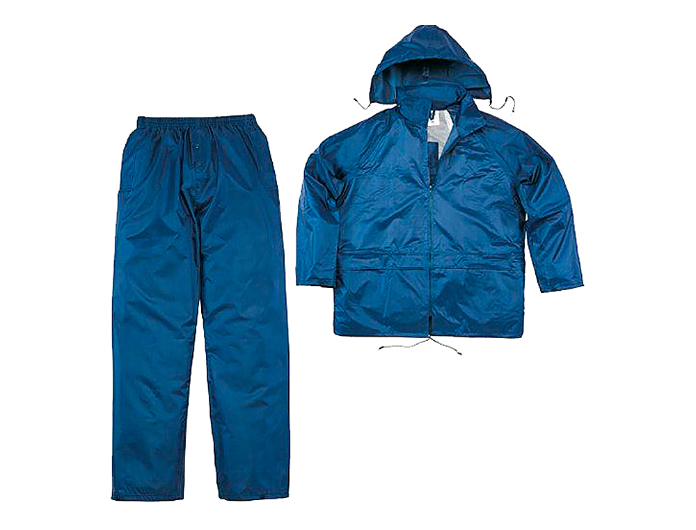 Conjunto de lluvia deltaplus 400 poliester/pvc azul marino talla l