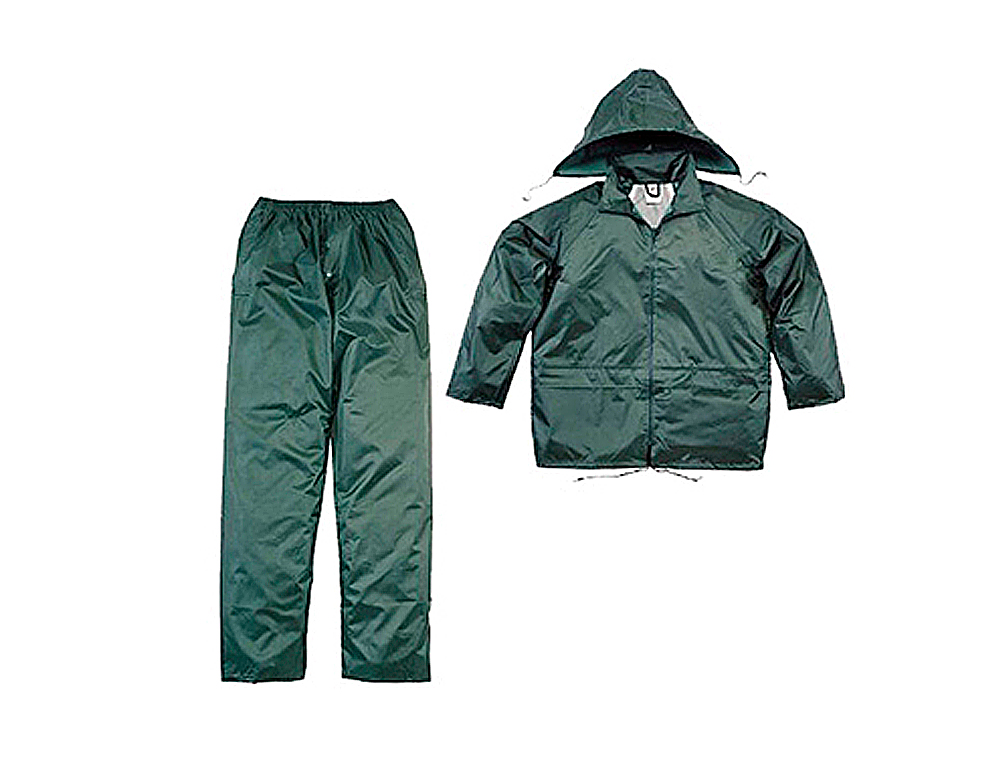 Conjunto de lluvia deltaplus 400 poliester/pvc verde talla m