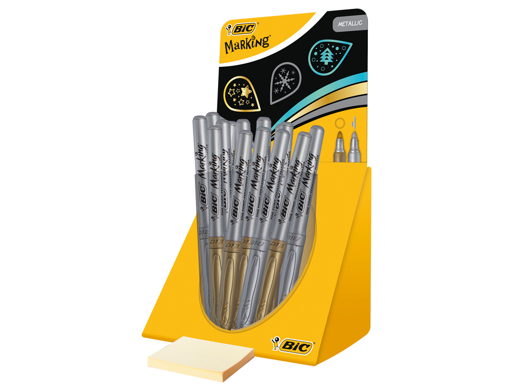 Rotulador bic marking metalico permanenete oro/plata expositor de 24 unidades surtidas 168x125x149 mm