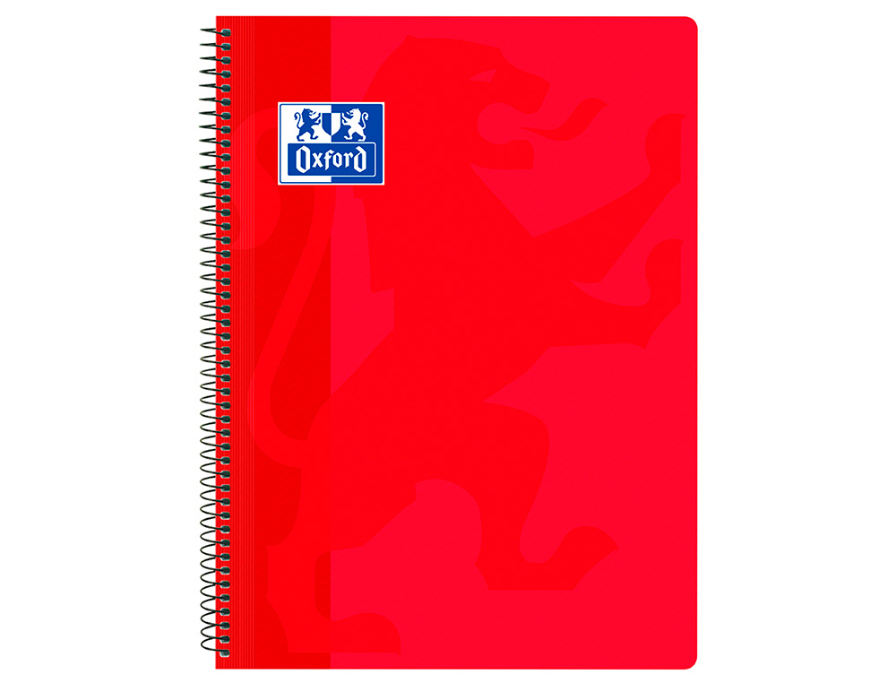 Cuaderno espiral oxford school classic tapa polipropileno folio 80 hojas cuadro 4 mm con margen rojo