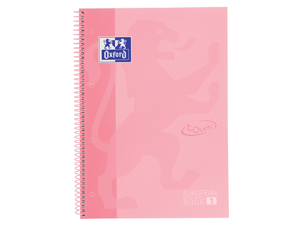 Cuaderno espiral oxford ebook 1 school touch te din a4+ 80 hojas cuadro 5 mm con margen flamingo pastel