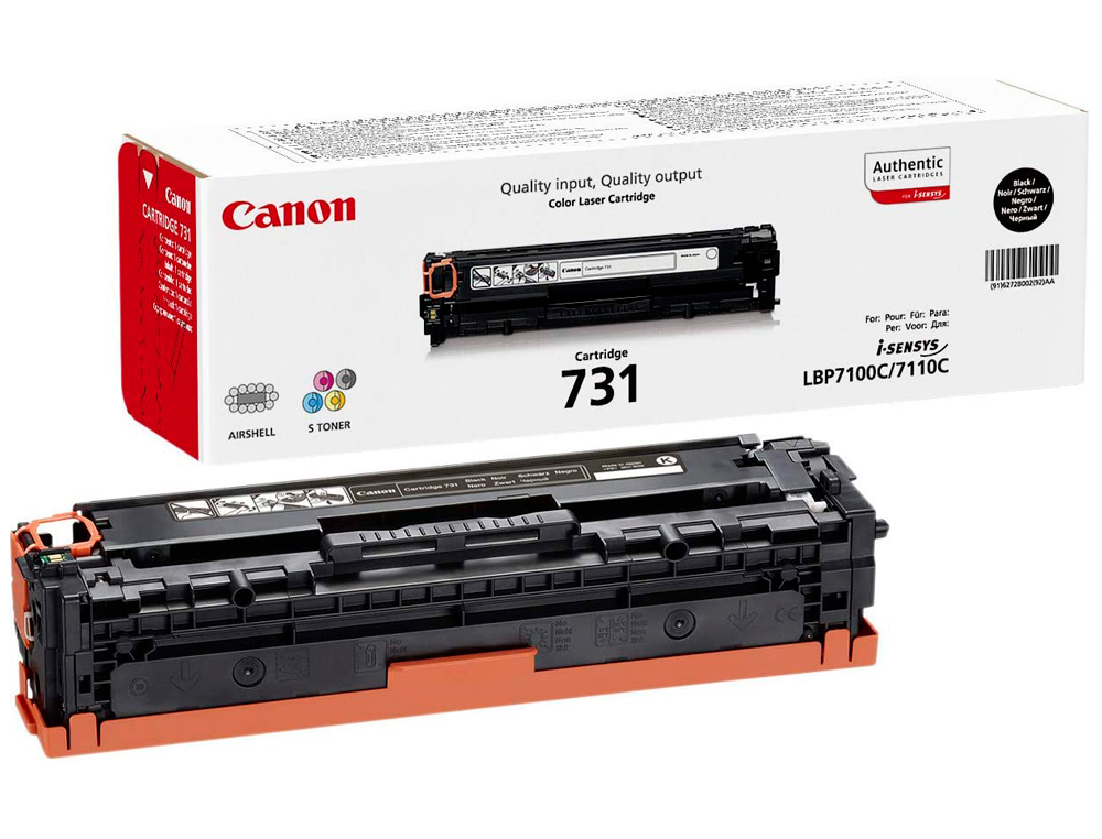 Toner canon 731 bk i-sensys lbp7100cn / lbp7110cw / mf623cn / mf628cw / mf8230cn / mf8280cw negro 1500 pag